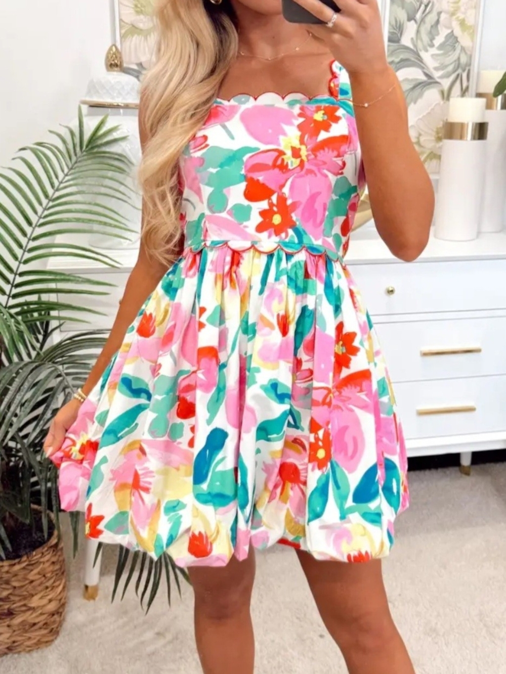 Peach Love California White Floral-Accented Top